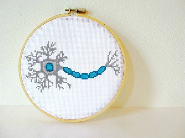 Counted Cross stitch Pattern PDF. Instant download. Neuron. Includes easy beginners instructions.