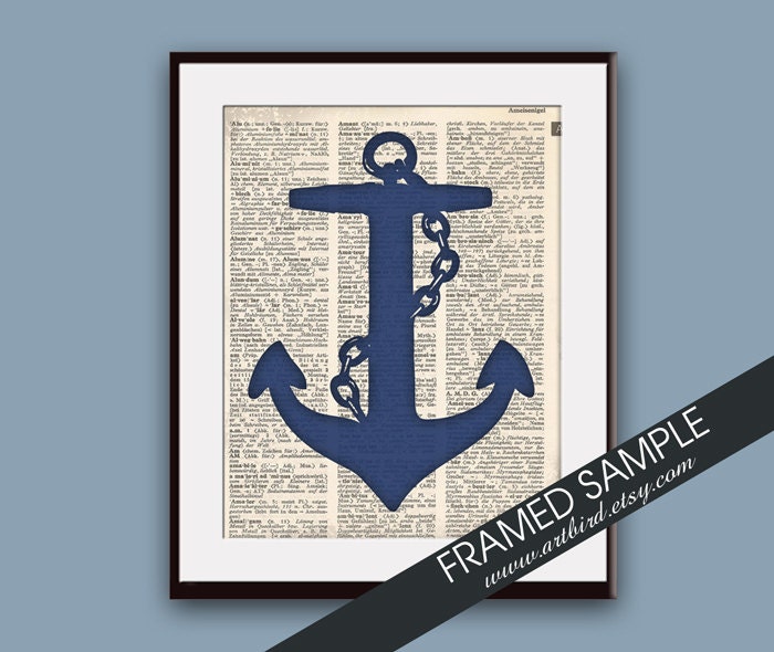 Ship Anchor Dictionary Art (series A)  11x14 Art Print (ART BIRD Art Prints - Modern Elegance)