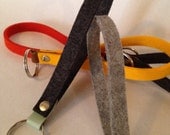 Dark grey felt and mint leather keychain wrist strap