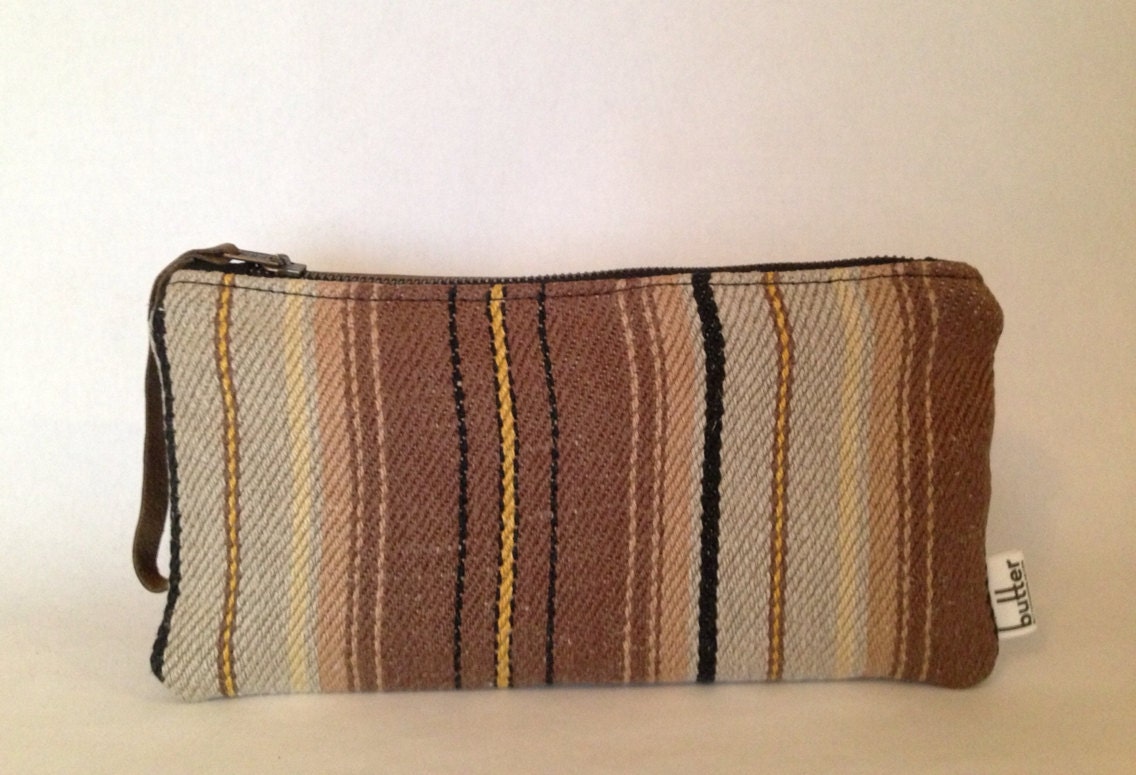 ZIPPER CLUTCH from upcycled upholstery swatches - fabric and leather