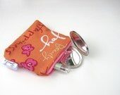 Coin Pouch. Inspirational Gift. Words of wisdom. Beauty Happiness Joy. Change Purse. Coin Wallet. Fabric Pouch. Peach Coral Pink.