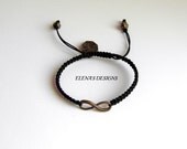 INFINITY Bracelet,  Antique Bronze Eternity Sign Yin Yang Charm, Macrame Bracelet, Adjustable Bracelet, Harmony Bracelet