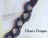 Micro Macrame Beaded Bracelet, Silver and Hematite, Fans Bracelet, Serpentine Braided Bracelet