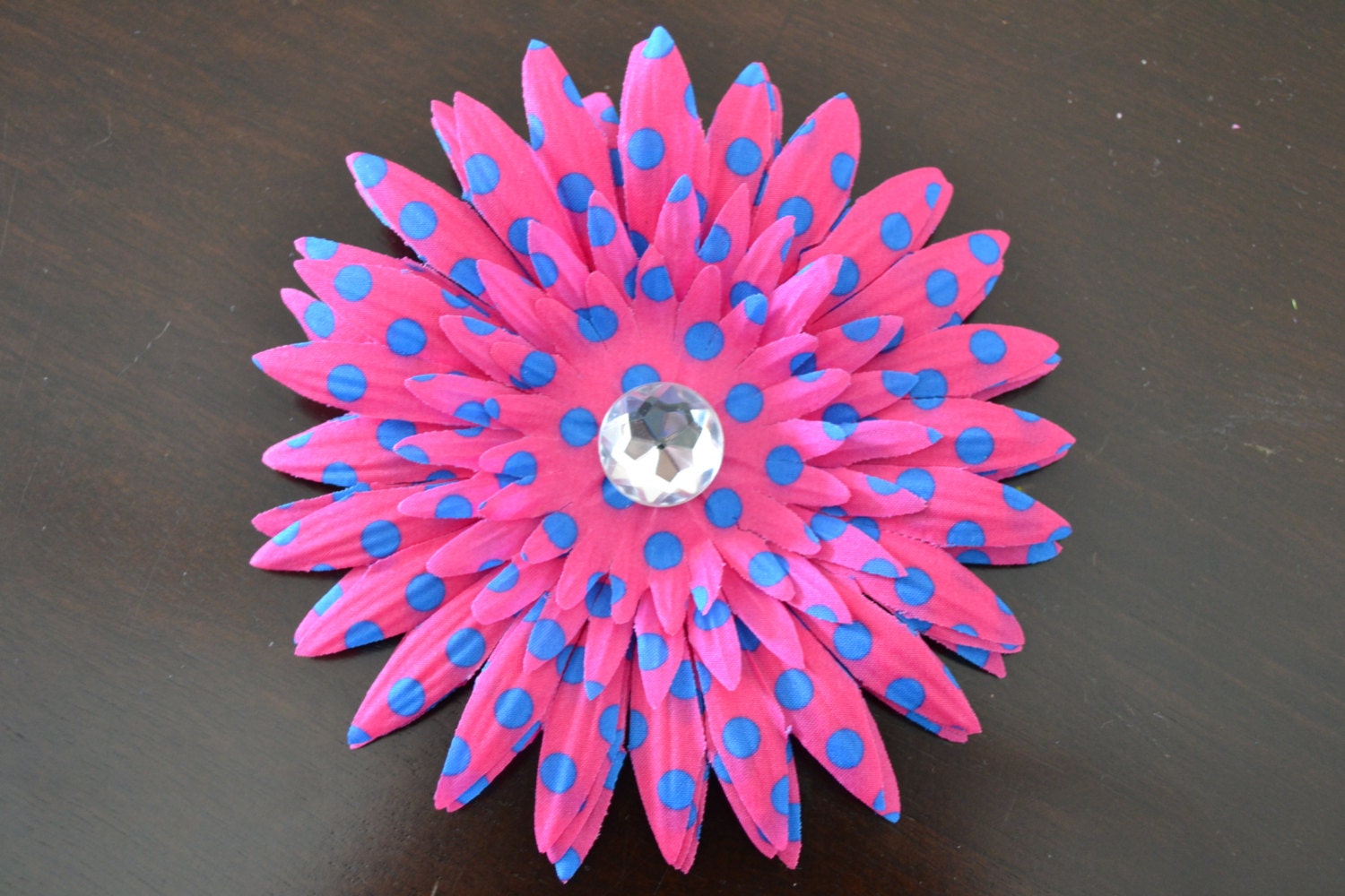 Pink Blue Polka Dots Gerber Daisy Flower Hair bow Hair clip Hair Accessories