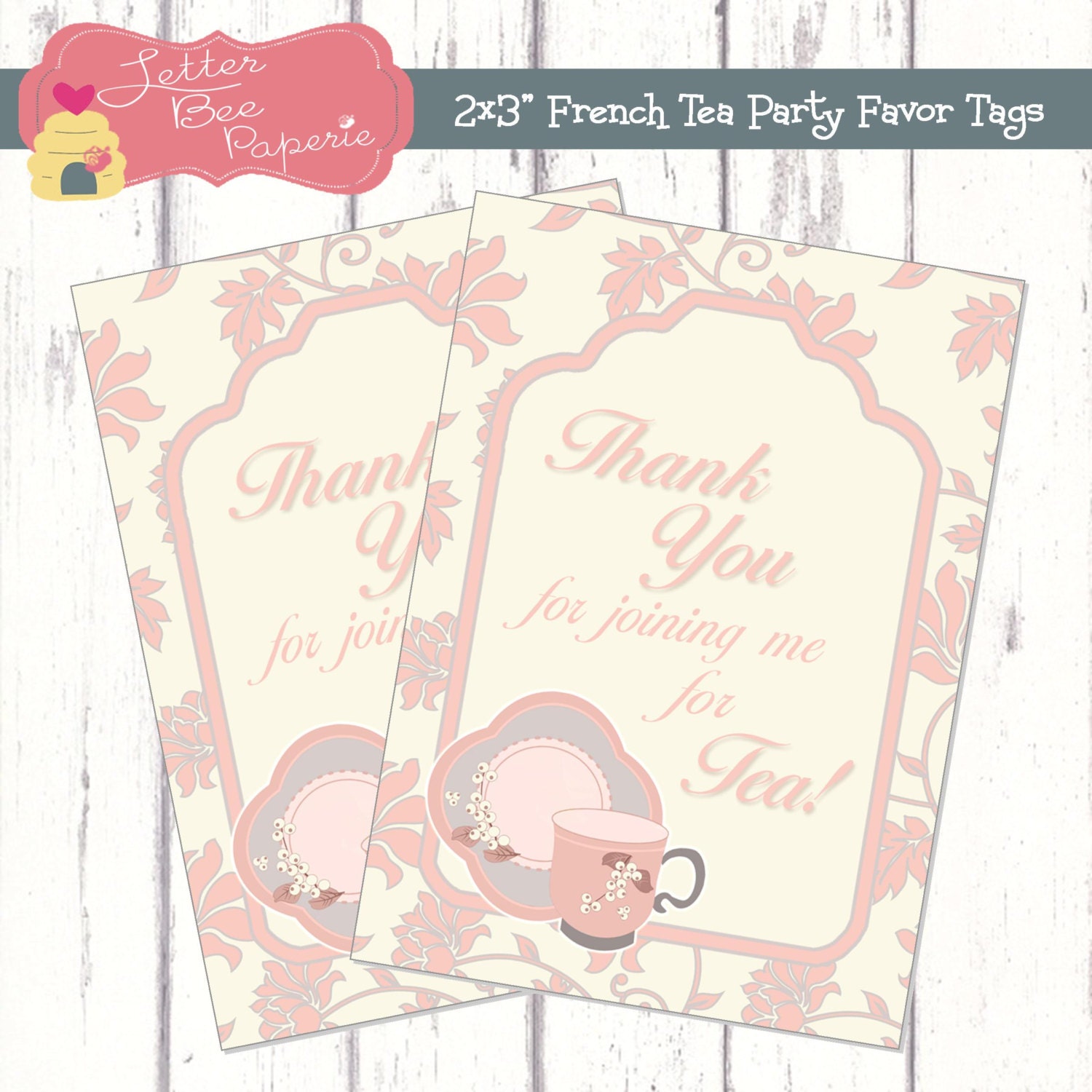 French Theme Tea Party / Birthday Party Favor Tags - DIY Printable File Il_170x135