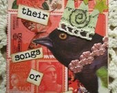 ACEO, Handmade Art Collage, Mini Art, Birds and Crowns