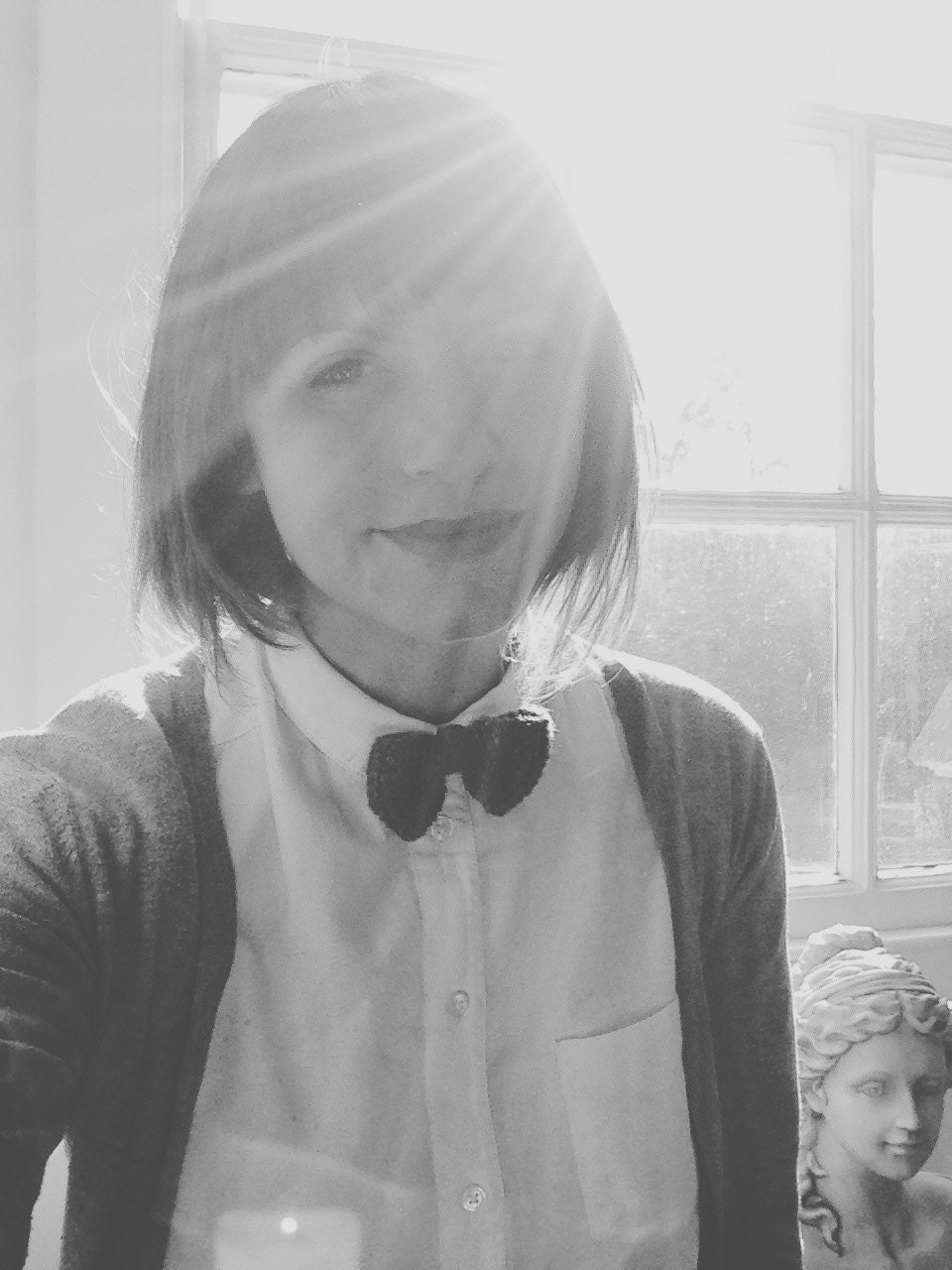 Knitted Women's Bow Tie with Floral Cotton Strap: 3 colours available