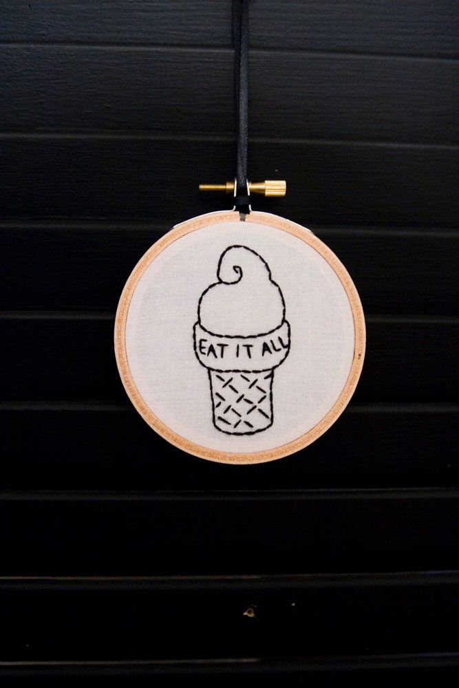 Ice Cream Cone Embroidered Wall Art. Frosty Boys Series.