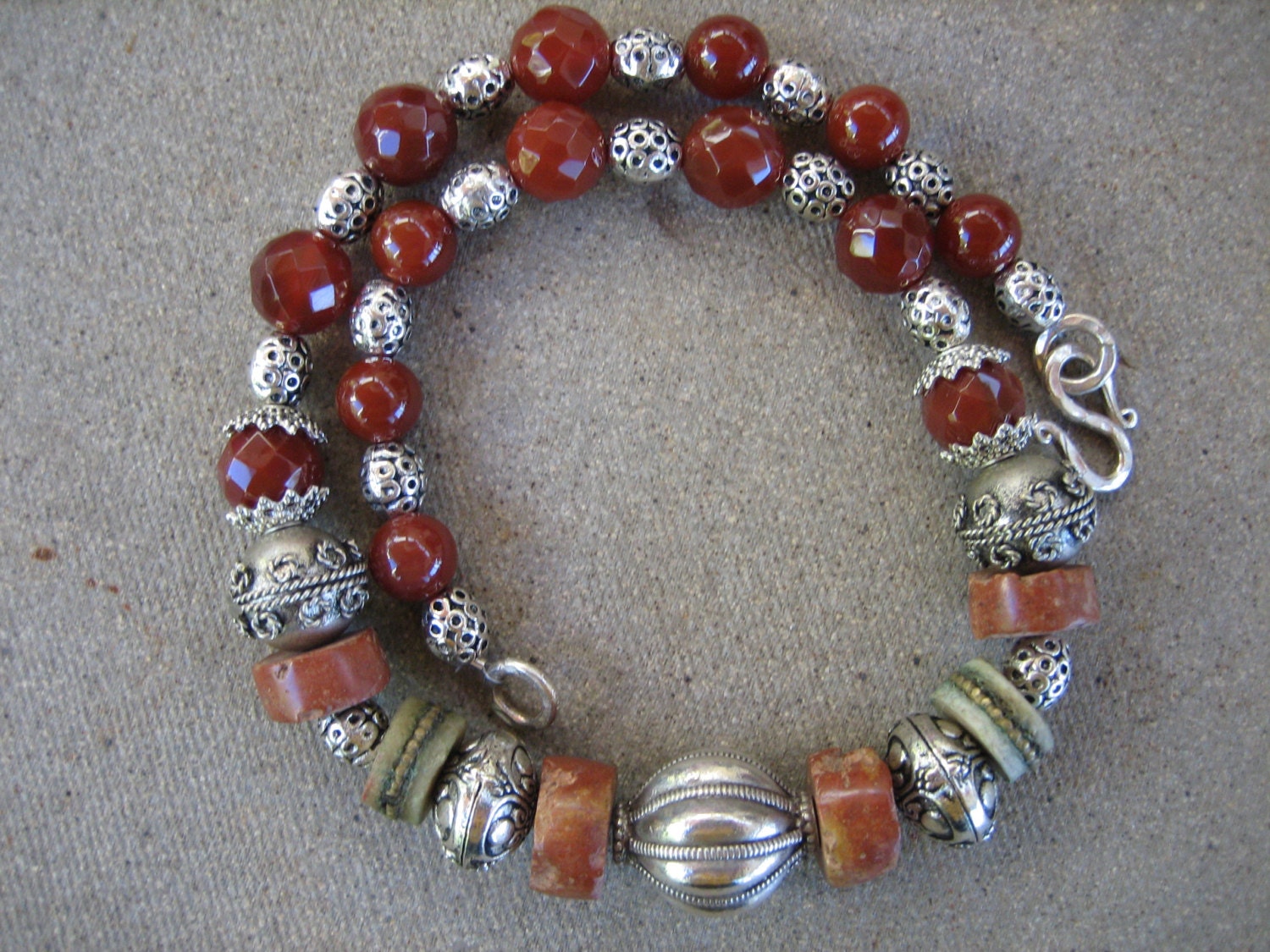 TRIBAL AFRICAN BEADS Necklace handmade original necklace statement necklace free ship