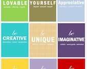 SALE wall Art, Our "Just Be" Collection Set of Four 8x10 prints, great for living room, office, nursery, playroom, or as a gift