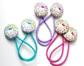 Liberty of London with Hello Kitty Hair Ties / Ponytail Holder - Set of Three Medium Pairs - Pink Purple Blue