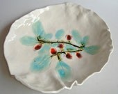 Hand Painted ceramic platter, fruit platter, organic shape, pottery platter, serving platter