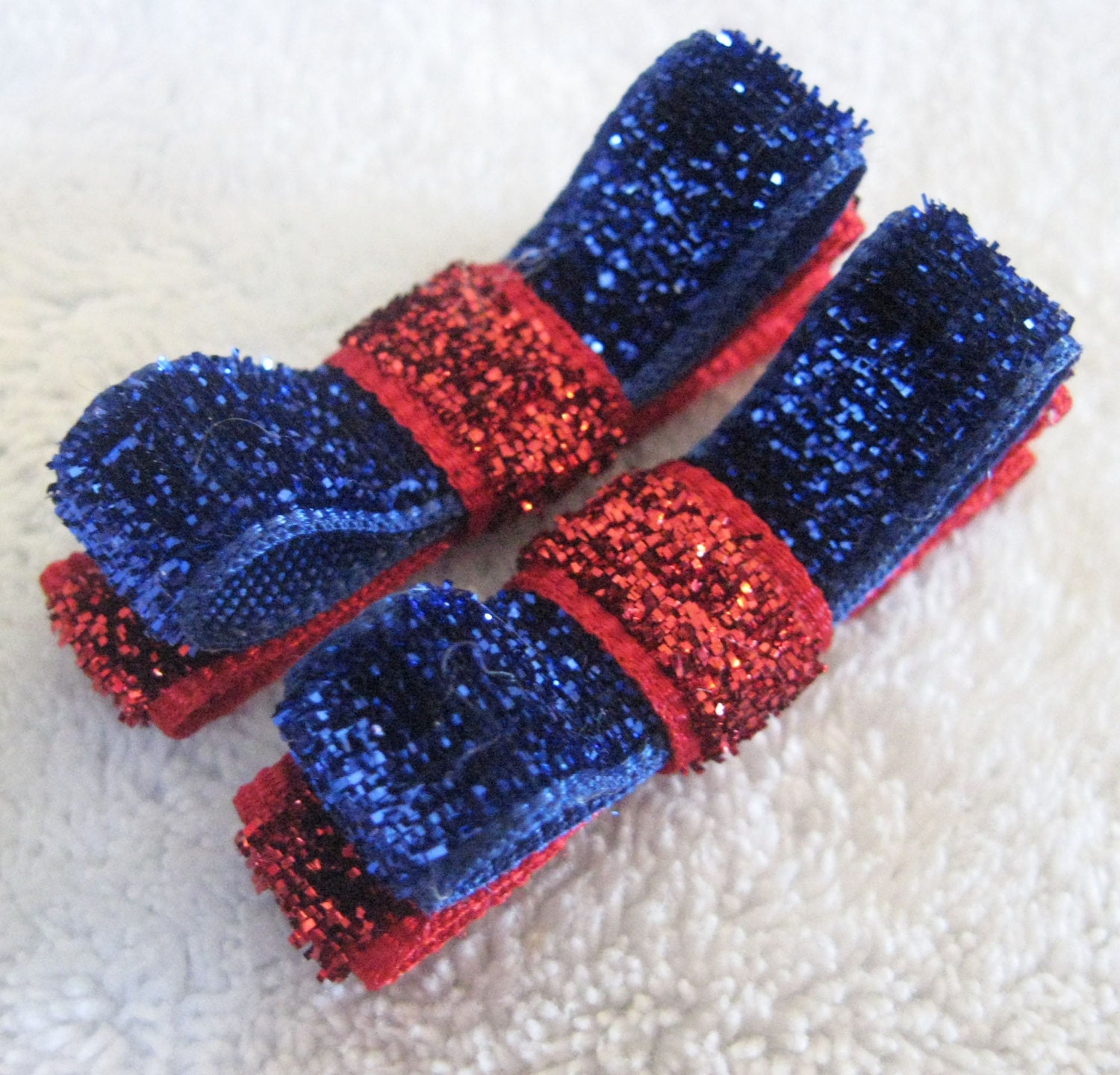 July 4th Red and Royal Blue Glitter Tuxedo Clip Set