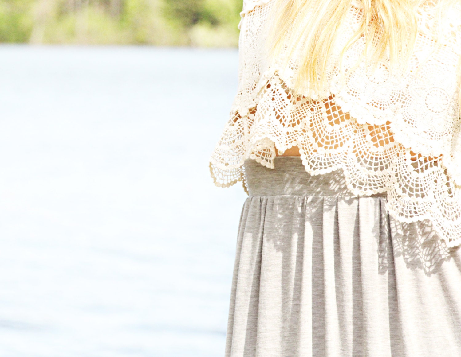 High Waisted Maxi Skirt - long maxi skirt in Grey Jersey. women's maxi skirt, long jersey skirt, bohemian skirt, hippie, hipster