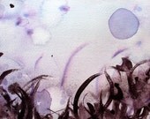 Original Watercolor Landscape Painting, Moonlit Prairie, Modern Landscape Art