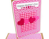 Mother's Day Pink Zig Zag Card with Matching Embellished Envelope