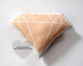 Diamond Plush / Pillow in Peach by Yellow Heart Art