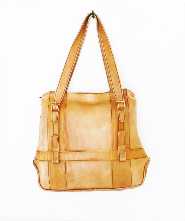 Vintage 1970s Gonari Large Leather Tote COLUMIBIA