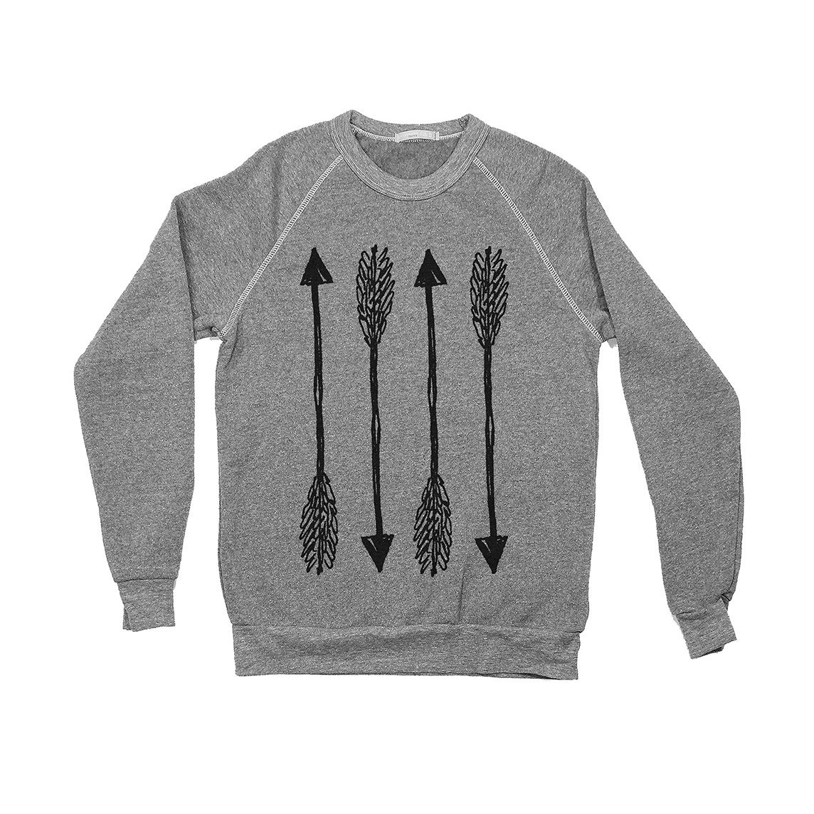 STRAIGHT SHOOTER sweater. arrows sweatshirt. grey.