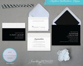 PIPPA: Modern Sleek Urban Black and White Wedding Invitation Suite