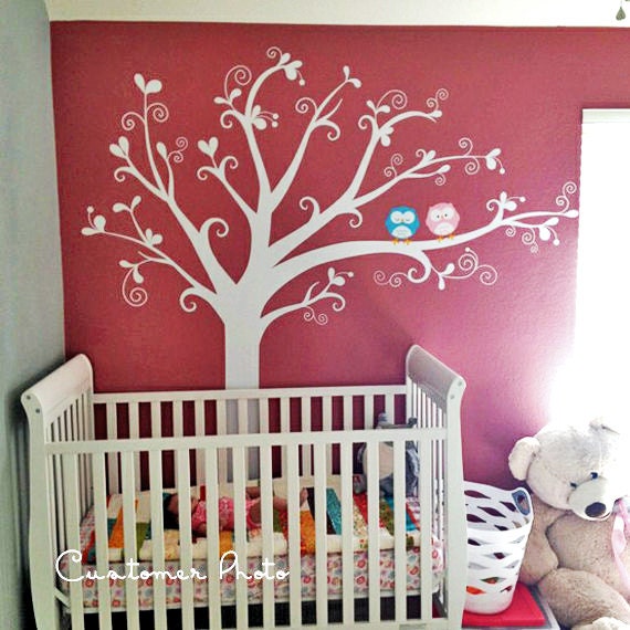 Lovely tree with owls - Nursery Kids Removable Wall Vinyl Decal