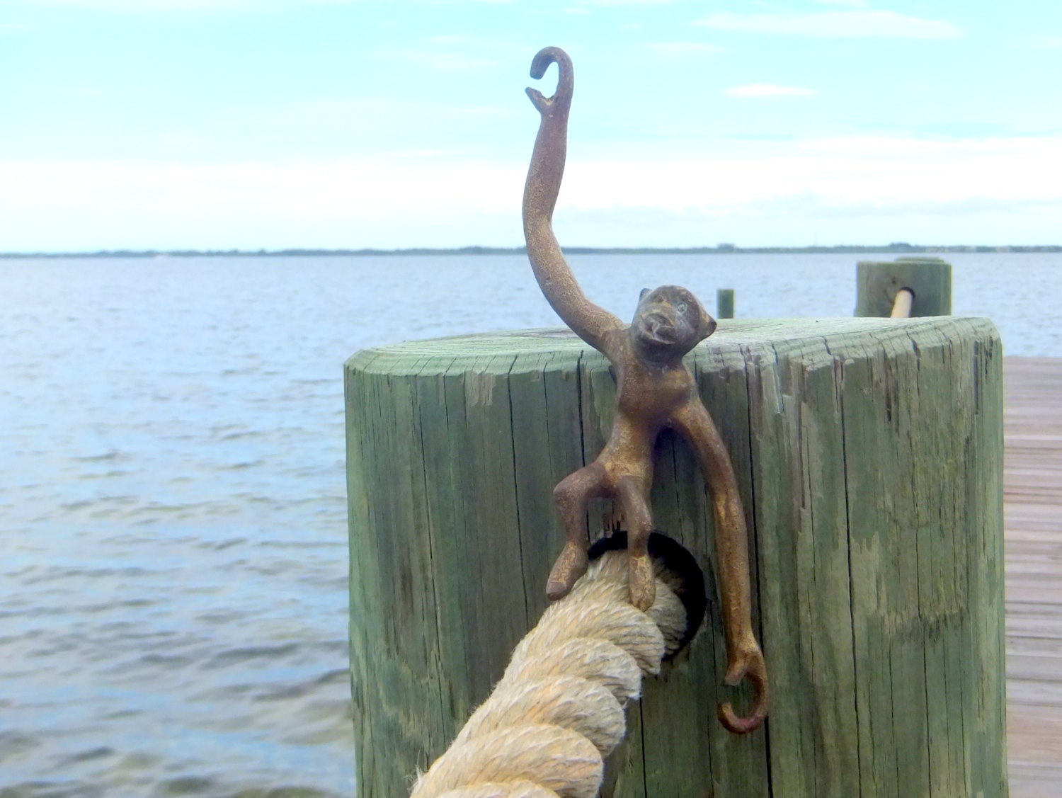 Monkey Around, Brass Monkey Figurine with Hook Hands