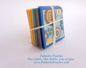 Blank Mini Cards Retro Aqua Flowers Qty - 20 (2" x 2" / 5 cm x 5 cm)
