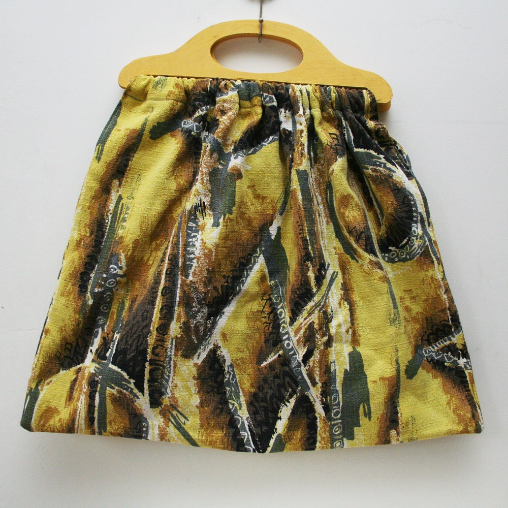 knitting bag in original 1950s barkcloth