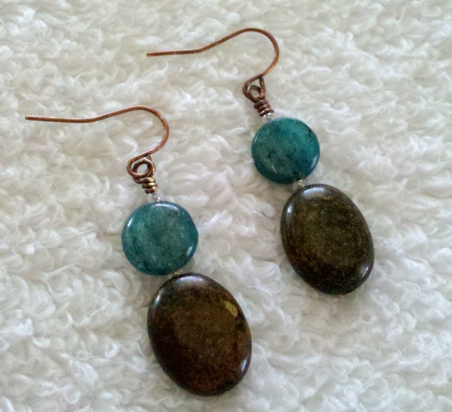 Earrings - Turquoise and Earthy Brown Beads