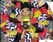 Burlap Bumble Bee Chevron Mesh Wreath