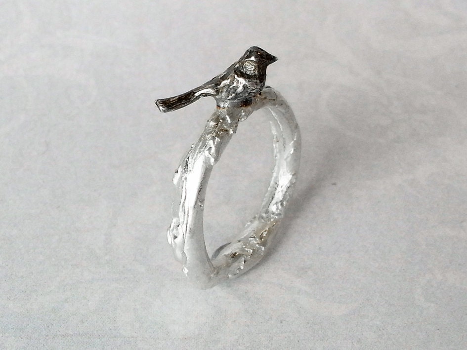 Silver Little Bird Ring sparrow bluetit