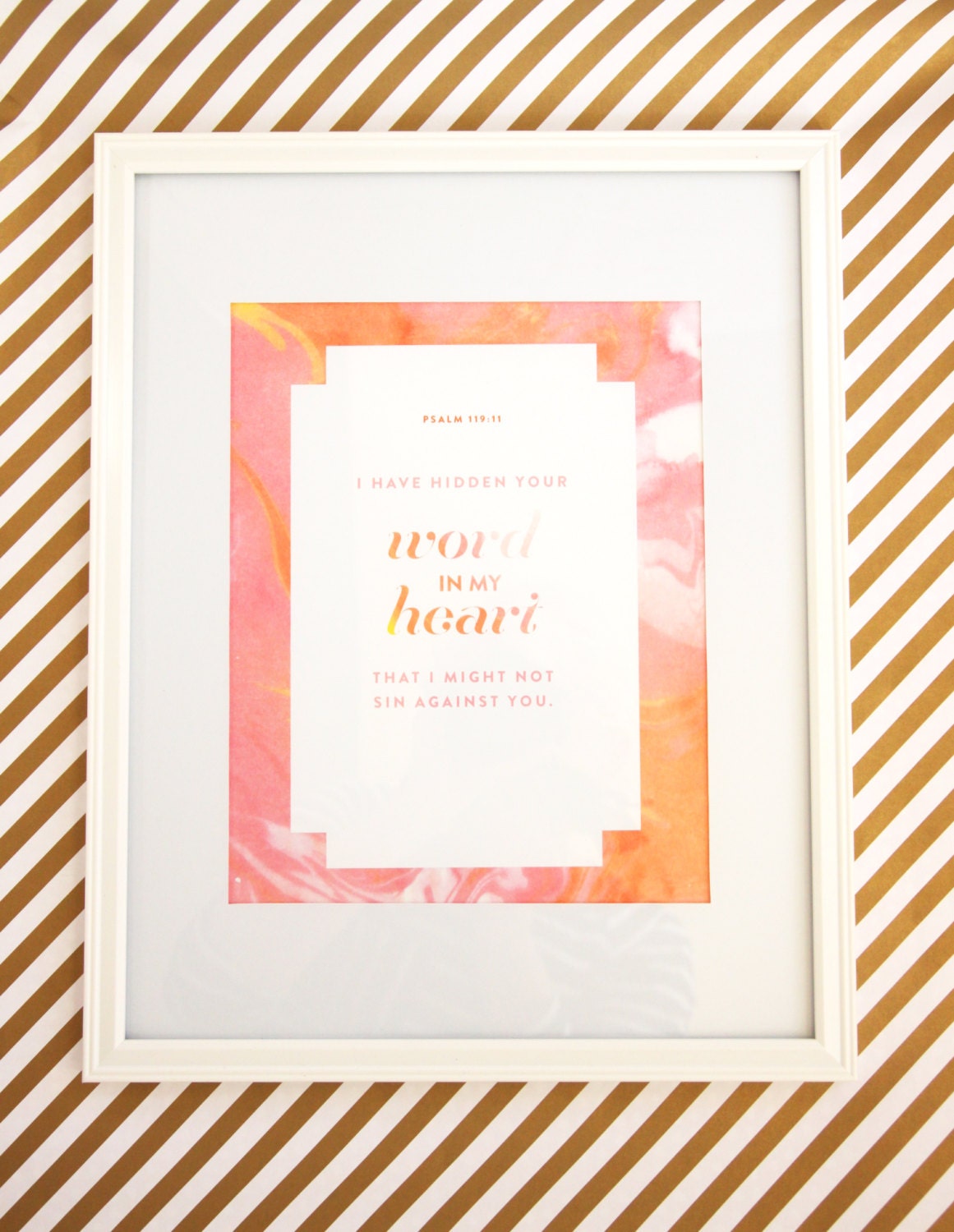 Bible Verse Art Print - Hidden Your Word in my Heart - 8.5x11