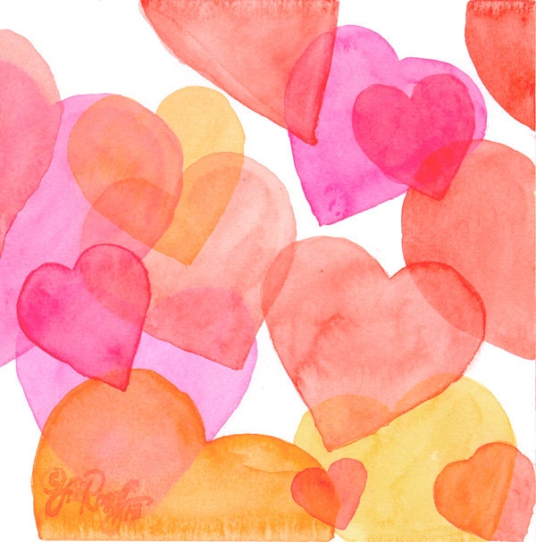 Valentines 1, original watercolor - RosoffArtworks
