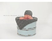 Crochet Photo Prop Blanket ONLY Grey Thick Chunky Soft