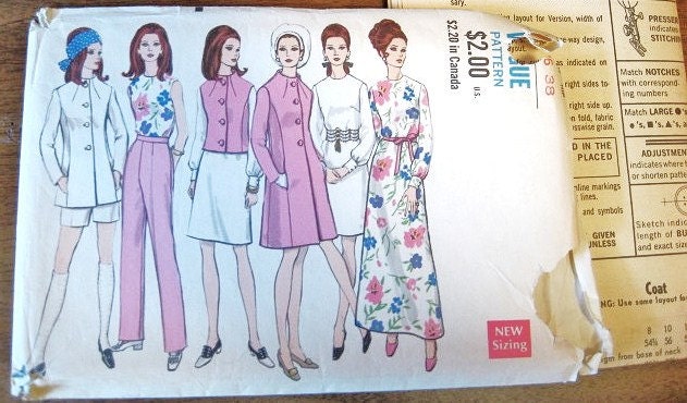 Coat Jacket Long Short Dress Blouse Mod Separates Wedding Bridesmaid Evening Vintage 1960s Women's Vintage Vogue Sewing Pattern 7495 Bust 36