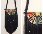 Peaches & Blues Leather Fringe Necklace