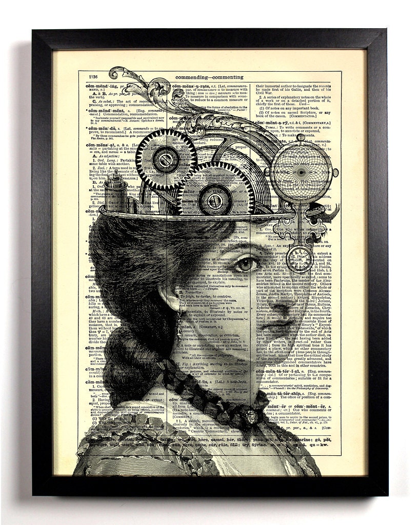 The Steam Queen Upcycled Dictionary Art Vintage Book Print Recycled Vintage Dictionary Steampunk Page Buy 2 Get 1 FREE