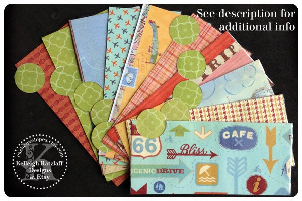LAMINATED Cash Envelope System in Road Trip (10 envelopes)