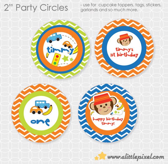 Monky Boy Party Circles - Personalized Printable Il_170x135