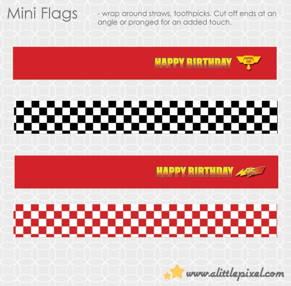 Lightening McQueen-ish Party Theme Mini Flags Il_570xn