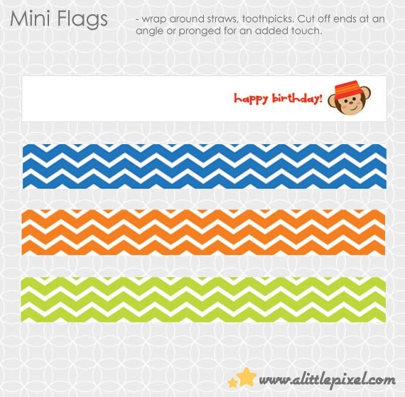Monky Boy Party Theme Mini Flags Il_570xn