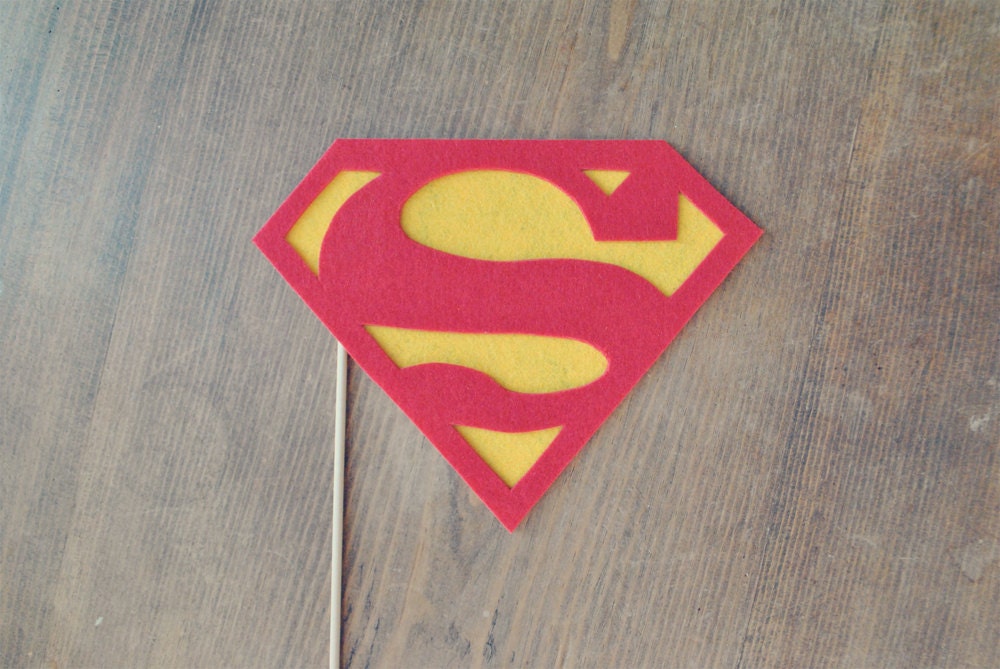 Superman Photo Prop // Photo Booth Prop on a stick // Super Hero Prop // Superman Chest Symbol // Superman Chest Shield