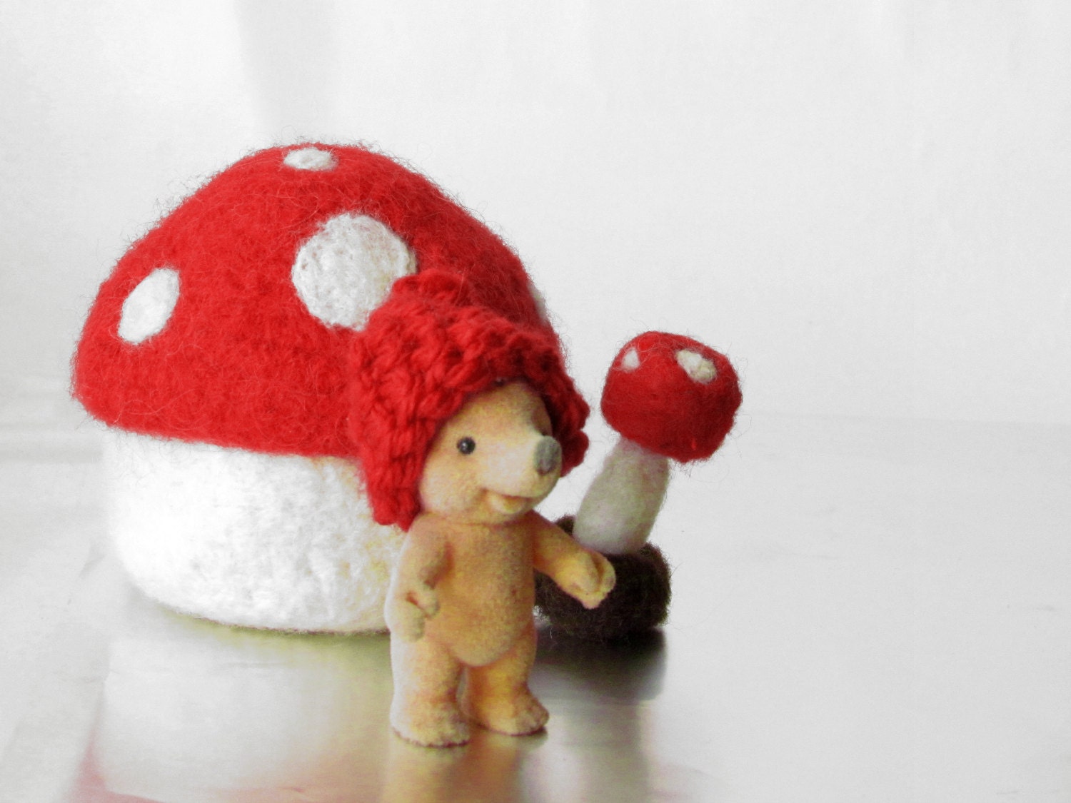 Waldorf felt toadstool - Felted bowl - Organic eco-friendly - mushroom toy - gnome fairy house