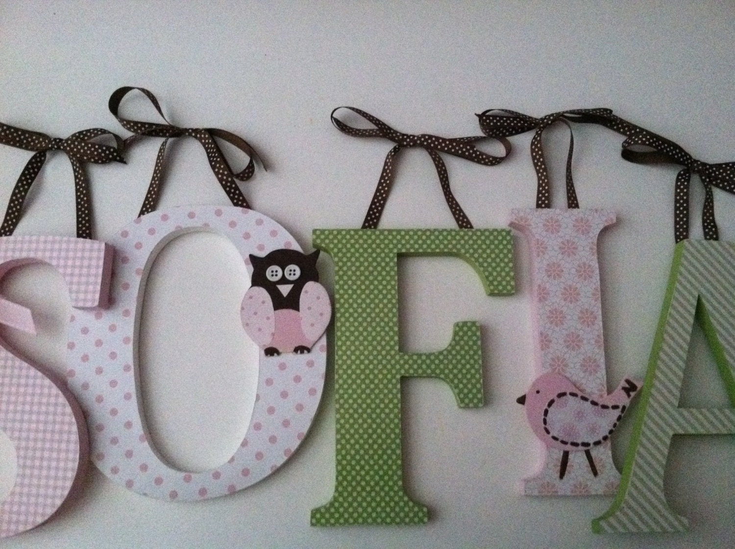 Owl and Bird Themed Wooden Letters For Nursery Made To Coordinate With Haley Bedding From Pottery Barn Kids