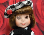 Fits 14 Inch Tonner Betsy McCall Doll ... Black and White Plaid Beret Hat ... D231