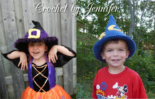 Crochet Pattern for Halloween Witch and Wizard Hat - 8 sizes, baby to large adult - Welcome to sell finished items