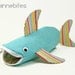 Shark Pencil Case by MinneBites / Handmade Zipper Pouch - Purse for Girls - Girls Pencil Bag - Pastel Blue School Bag, ready to ship
