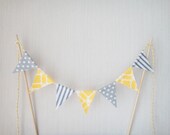 Cake Topper Bunting, Wedding Cake Topper, Bunting Cake Topper, Cake Bunting, Yellow, Grey