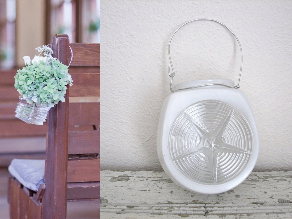 Handmade Hanging Vase - Vintage Glass, Candle Holder, Wedding Decoration