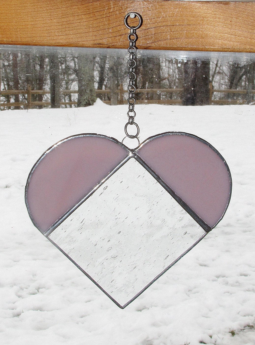 Stained Glass Suncatcher - Heart, Clear Glass with a touch of color, Valentine's Day